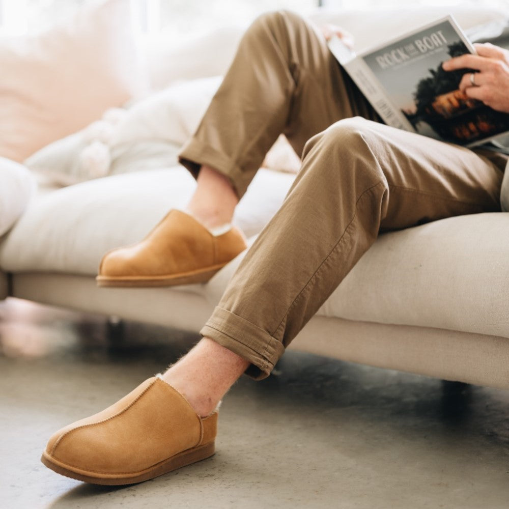 Men's Hard Sole Slippers Sheepskin