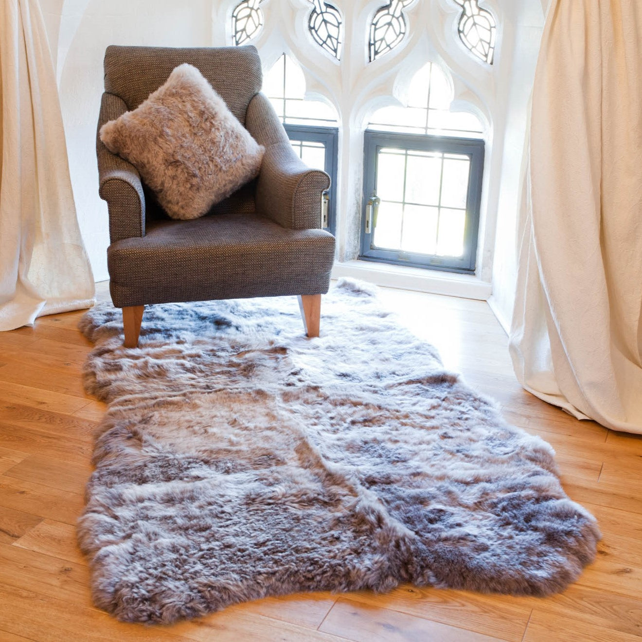 taupe quad icelandic short wool sheepskin rug by westmorland sheepskins