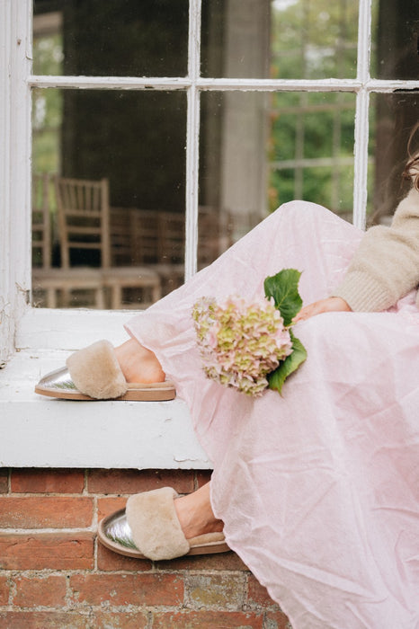 Silver Veronica Sheepskin Slipper for womens 