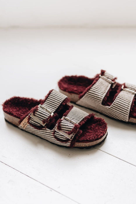 MEDI Womens Sheepskin Buckle Sandal (Buckle Strap, Cork Sole)