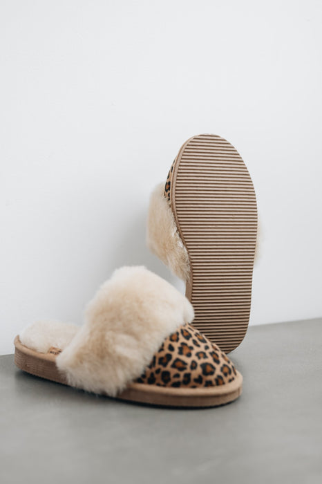 Leopard Print Sheepskin Slipper