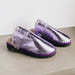 Womens Shiny Purple Slippers made of sheepskin