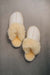 Birds Eye View of Gwen Eco Sheepskin Slippers on Concrete Surface