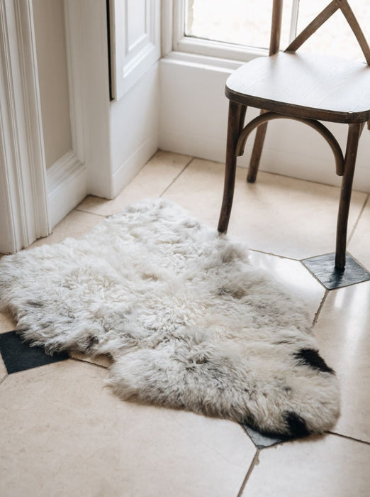 Icelandic natural spotted sheepskin white and black