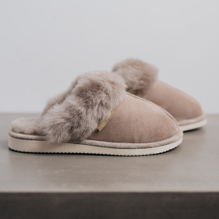 Ladies high quality genuine sheepskin mules slippers