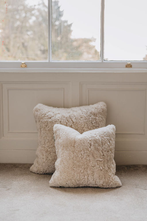 Sheepskin Cushions in an oat colour