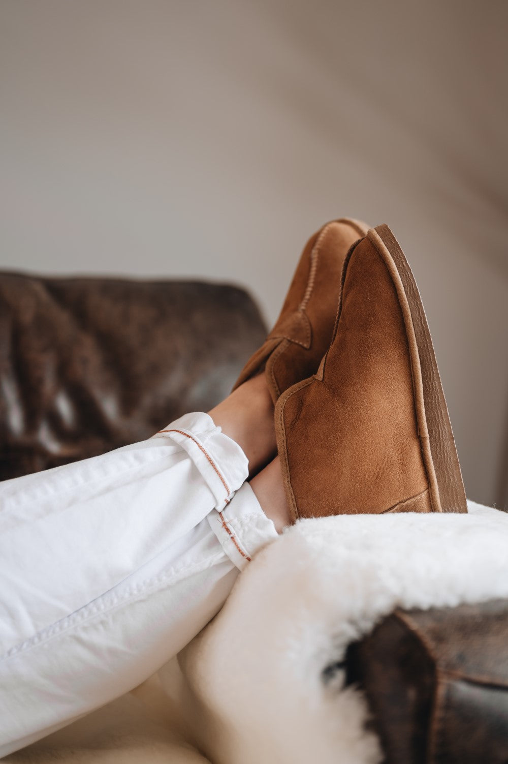 pia chestnut sheepskin slipper boot for women by shepherd of sweden