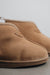 Close up view of Noah Tabac Sheepskin Slippers showing the detail and cotton binding on the front of the slipper.
