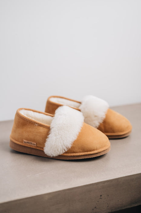 Sheepskin slipper with cuff for added warmth and style