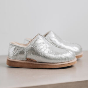 Ladies Soft sheepskins slipper in silver