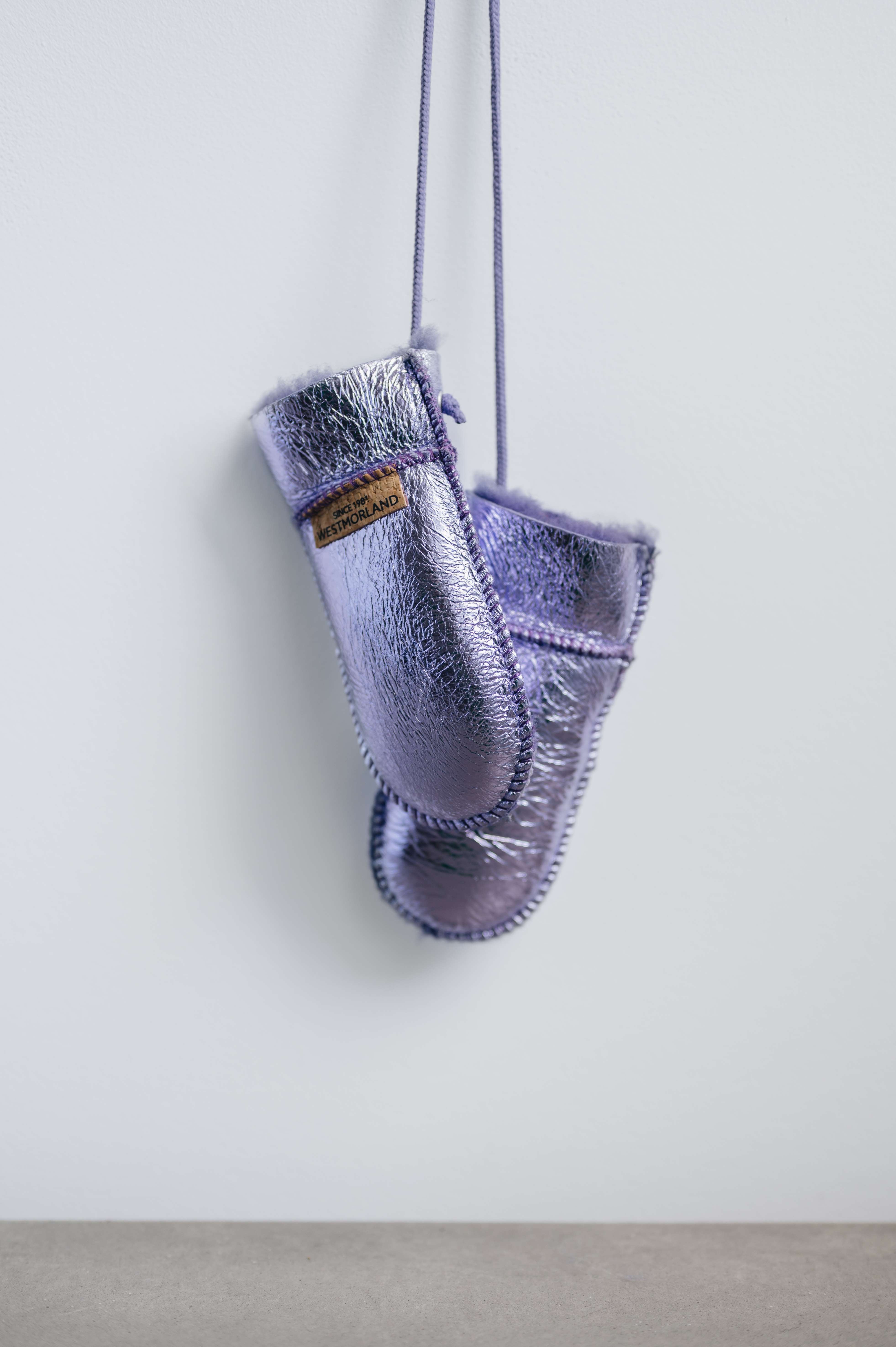 Metallic Lilac Sheepskin Mittens for baby