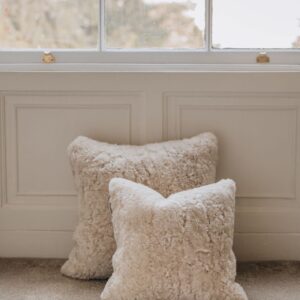 Sheepskin Cushions in an oat colour