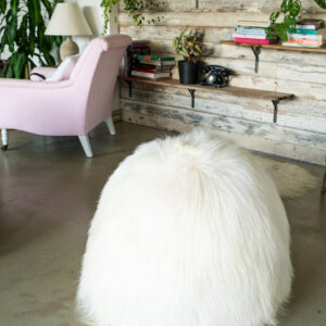 White Full Sheepskin Yoga / Exercise Ball in White.