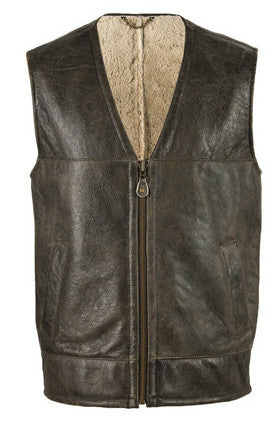 Men's Sheepskin and leather Gilet with zip.