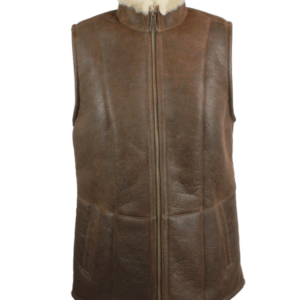 Sheepskin womens gilet Gilly sttyle in Chocolate forest brown with nappa finish