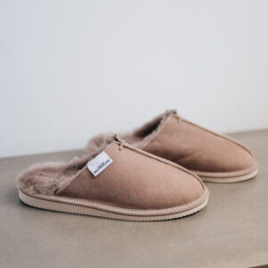 Warm sheepskin slipper mules for women